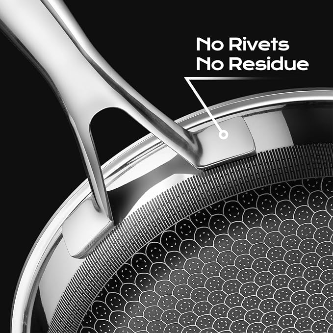 8in Nonstick Frying Pan - Stainless Steel Skillet, Dishwasher & Oven Safe, Compatible with Induction & Gas Stoves, Non-Toxic & Easy to Clean