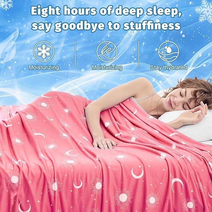 inhand Cooling Blanket King Size (90"x108") - Cooled Blankets for Hot Sleepers Lightweight Breathable Summer Blanket for Sleeping Night Sweats to Keep Cool in The Heat -Peach Pink