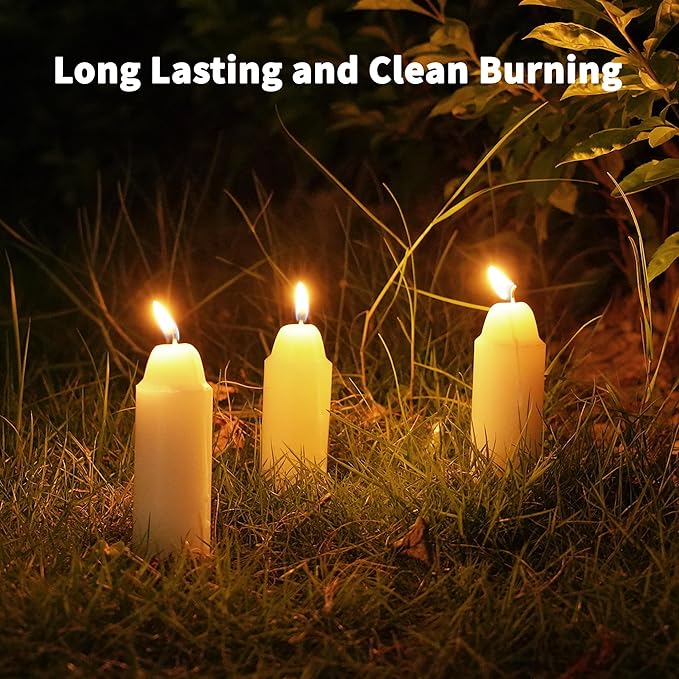 12-Hour White Candles Compatible with Candle Lanterns, Long-Burning Candles for Outdoor, Camping, Emergency, Survival Emergency Preparedness- 20Pack