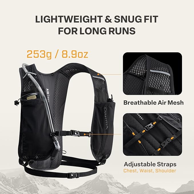 EVERFUN Hydration Backpack Running Vest Small Hiking Water Backpack with 1.5L Water Bladder for Women Men, Lightweight Reflective Dayhike Hydro Pack for Trail Running, Biking, Race, Marathons