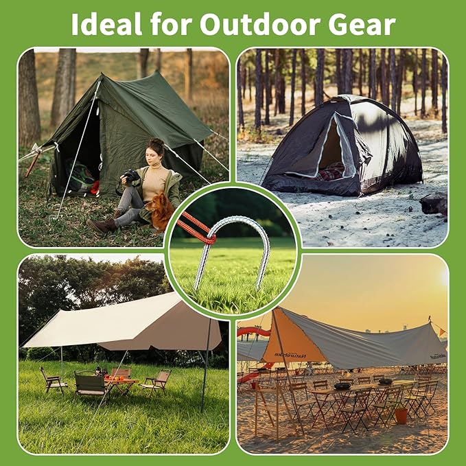 12 Inch Tent Stakes - Durable Galvanized Carbon Steel Trampoline Stakes, Garden Stakes with Thread Design for Enhanced Grip, Rebar Stakes for Beach, Outdoor, Grass, Garden (6 Pack)