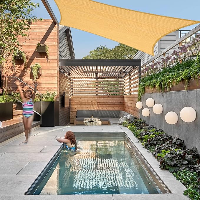 13' x 15' Yellow Outdoor Sun Shade Sail Canopy ??UV Resistant Permeable Awning Fabric for Patio, Garden, Backyard, Pergola, Carport, Lawn Shelter Cover