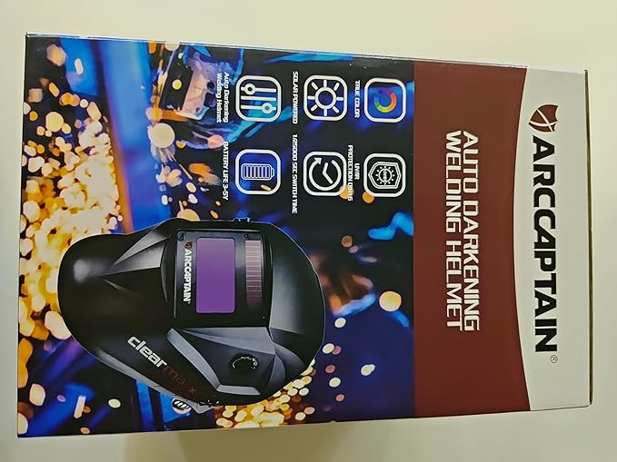 ARCCAPTAIN Auto Darkening Welding Helmet, 1/1/1/1 Top Optical Clarity Welder Helmet, 4 Arc Sensor 1/25000s Response Time True Color，Color06