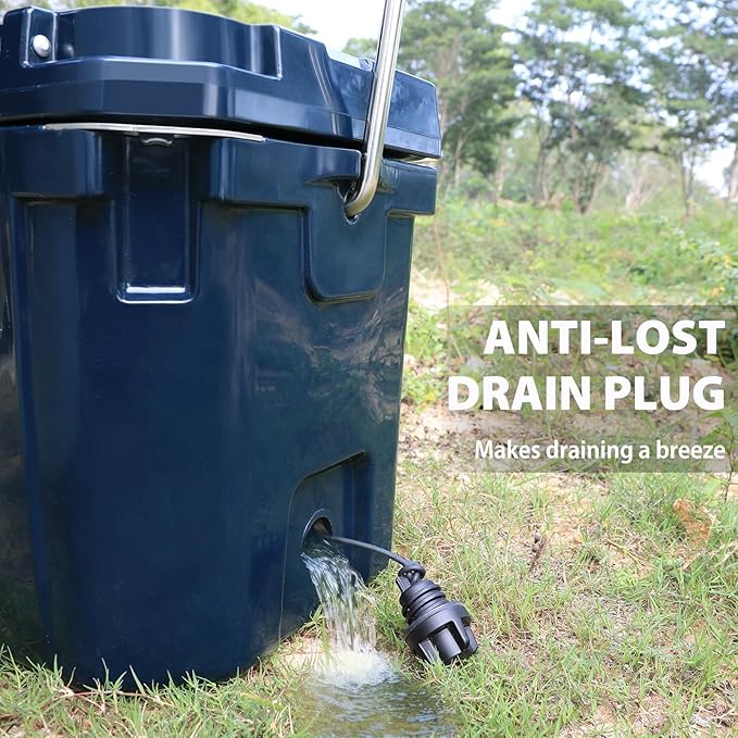 Hard Cooler, Insulated Ice Chest Box Holds Ice for More Days, Portable Cooler with Handle, Cup Holders, Double Latches for Camping Drink, Beach, Picnic, Fishing, Boat, Barbecue