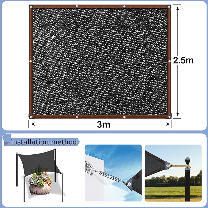 Shade Cloth - 70% Garden Shade Mesh Net with Grommets Outdoor Sun Shade Cover for Plant Pergola Patio Greenhouse Chicken Coop(8x10ft)