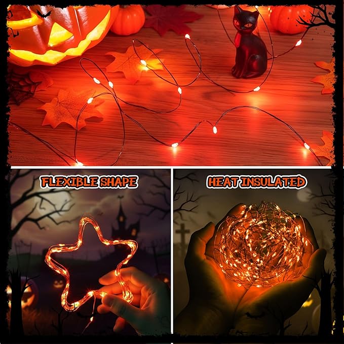 Macarrie Fairy Lights USB Powered 16 ft 50 LED String Lights Plug in for Xmas Indoor Outdoor Party Wedding Home Festival Tree Garden Decoration (Orange,6 Pcs)