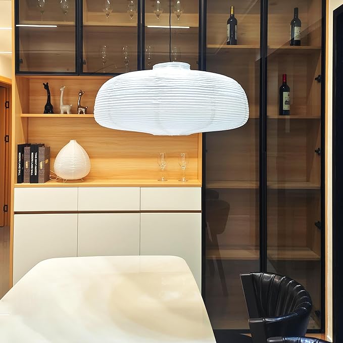 (22.05Inch) Large Paper Lantern, White Pumpkin Paper Lamp Shade, Handmade Folding Hanging Paper Lamp Shade, Suitable for Indoor Ceiling Light Decor (22.05)