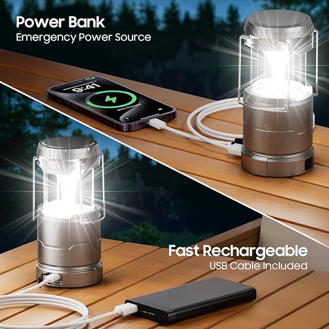 4 Pack Camping Lanterns Rechargeable Collapsible, 65 LED 3 Lighting Modes, 1000LM Camping Lights Waterproof, Portable Lantern for Camping Essentials Power Outages Tent Emegency Home Hiking