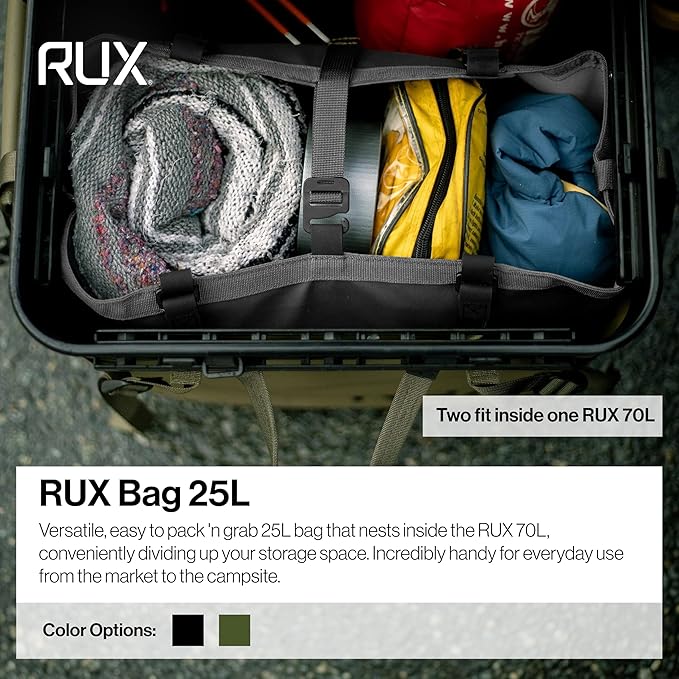 25L Modular Utility Tote (Black) - Lightweight, Flexible Tote Made For Modular Organization - Use It Inside The RUX 70L Or Solo For Everyday Carry And Camp Essentials