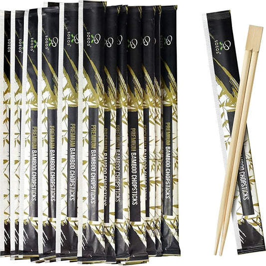 Soeos 200 Disposable Chopsticks Bulk - Natural Wooden Chopsticks & Bamboo Chopstick for Sushi, Takeout, Party - Splinter-Free, Individually Wrapped Single-Use Chopstick (Approx.200 Pairs)