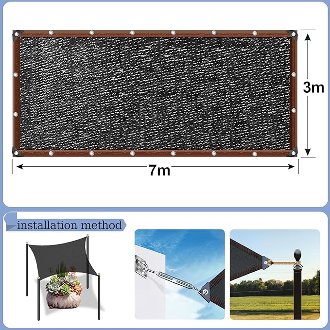 Shade Cloth - 70% Garden Shade Mesh Net with Grommets Outdoor Sun Shade Cover for Plant Pergola Patio Greenhouse Chicken Coop(10x23ft)