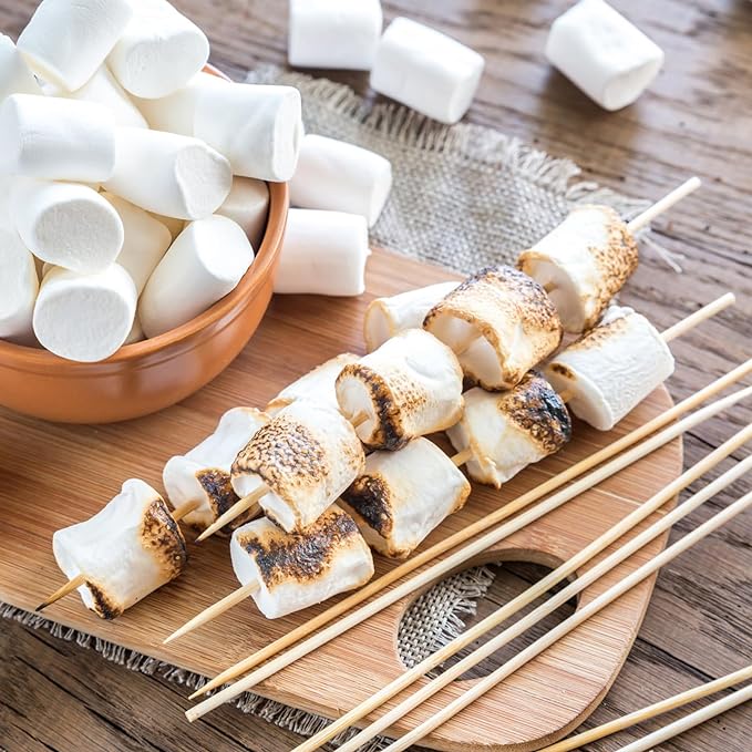 200 PCS Bamboo Marshmallow Roasting Sticks, SMores Skewers for Fire Pit, Proper Long 16 Inch Heavy Duty 4mm Thick Wooden Smores Sticks for Open Fire Pits Roaster Barbecue Hot Dog Camping Kebab Sausage