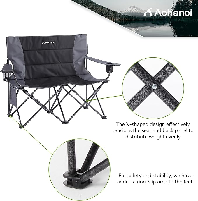 Oversized Camping Chair, Camp Chairs for Adults, Outdoor Folding Chairs with Cup Hold, Big Heavy Duty Outdoor Chairs for Patio, Lawn,Game, Sport