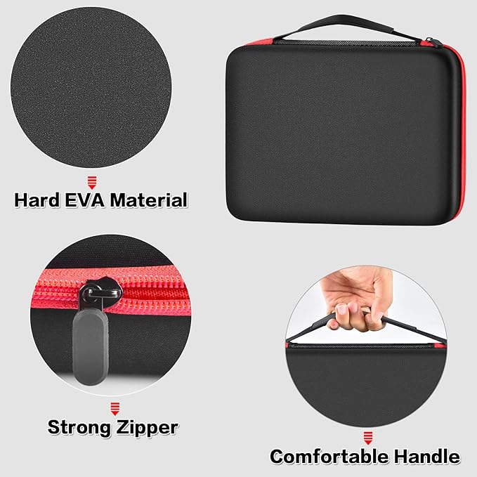 Comecase Battery Organizer Storage Box, Carrying Case Bag Holder - Holds 140+ Batteries AA AAA AAAA C D 9V - with Battery Tester - Red(Batteries are Not Included)