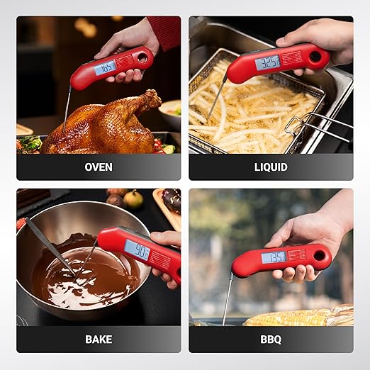Professional Meat Thermometer Digital, Ultra-Fast 0.5 Sec Instant Read, NIST Certified ±0.5°F Accuracy, 100% Waterproof, Auto-Rotating Backlit Display, Lift-to-Wake, for BBQ/Cooking/Candy