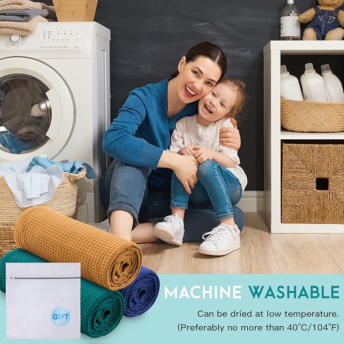 AmyHomie Cooling Blanket Queen Size, 100% Rayon Derived from Bamboo, Cool Summer Blanket for Hot Sleepers Soft Comfy Waffle Lightweight Blankets for All Seasons(Teal, 90×90in)