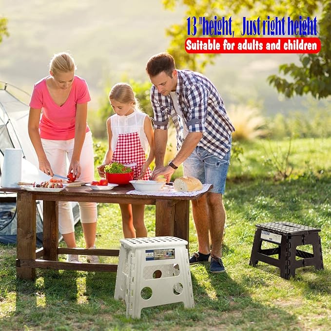 ACKO Folding Step Stool -13inch Height Premium Heavy Duty Foldable Foot Stool for Kids and Adults, Kitchen Garden Bathroom Stepping Stool White