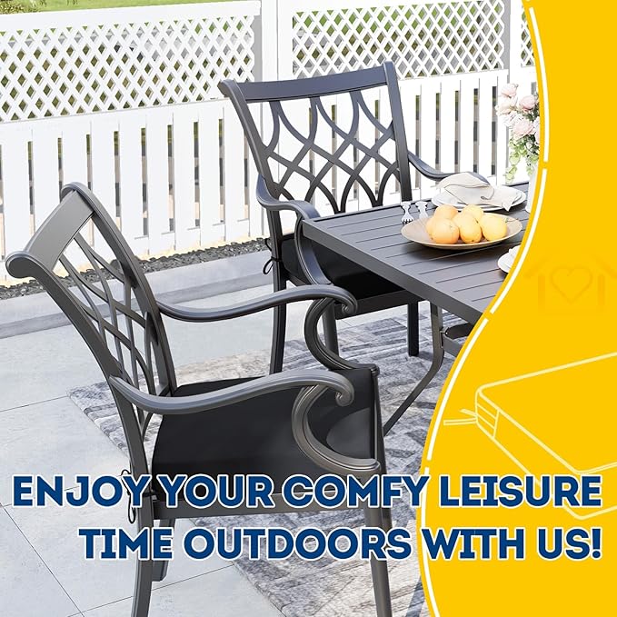 AAAAAcessories Outdoor Seat Cushions for Chairs, Waterproof, Fade-Resistant Patio Furniture Replacement Cushions, 20" x 20" x 3", Set of 2, Black