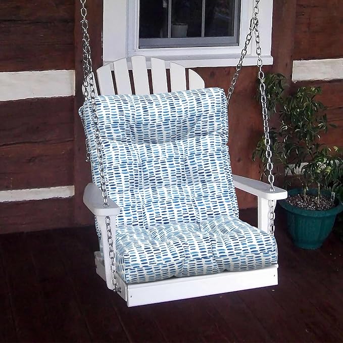 LVTXIII Outdoor Adirondack Chair Cushions, L42 x W21 x H4 Patio Tufted Low Back Cushions, Seasonal Replacement Rocking Chair Cushion for Home Garden Furnitue, Set of 2, Pebble Blue