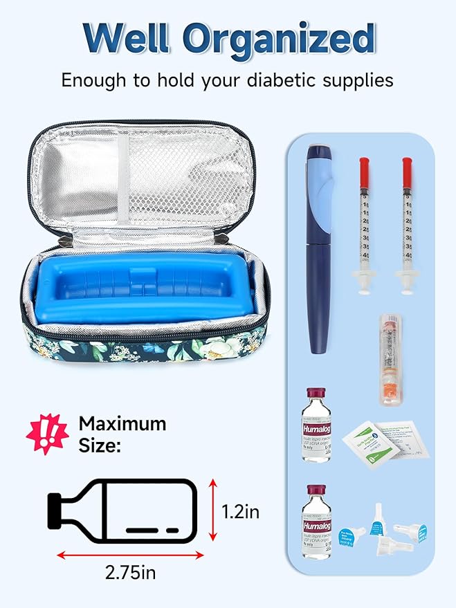 YOUSHARES Insulin Vials Cooler Travel Case - TSA Approved Diabetic Medication Vial Cooling Bag with Protective Ice Brick, Refrigerated Diabetes Supplies Organizer, Small Bottle Carrying Storage