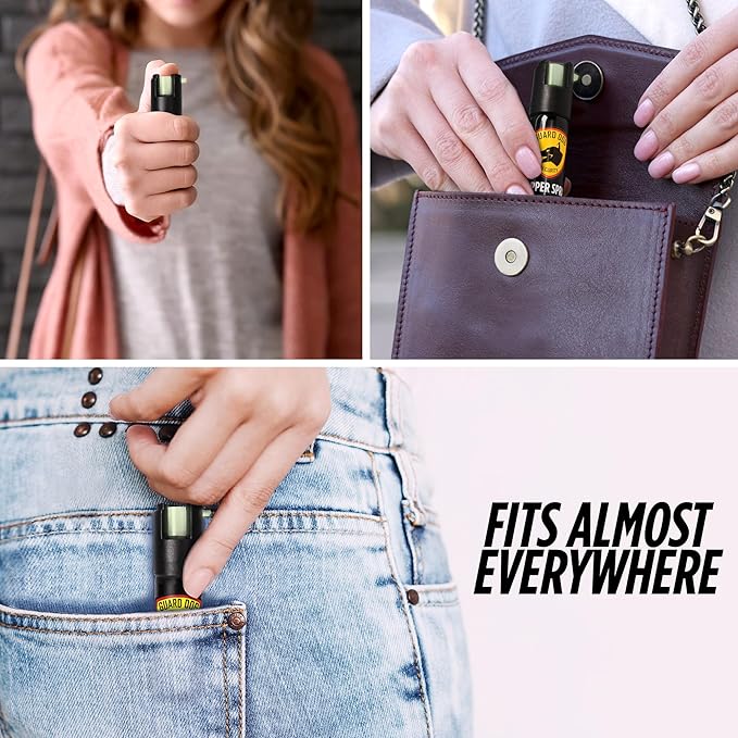 Guard Dog Security Self Defense Pepper Spray Glow in The Dark, OC Spray, UV Dye, Twist Top, Compact Size Self Defense Tool for Women and Men, Police Grade Formula, Up to 16 Feet Long Range