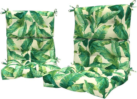 LVTXIII Outdoor Adirondack Chair Cushions, L44” x W22” x H4 Patio Tufted High Back Cushions, Seasonal Replacement Rocking Chair Cushion for Home Garden Furnitue, Set of 2, Swaying Palms Capri