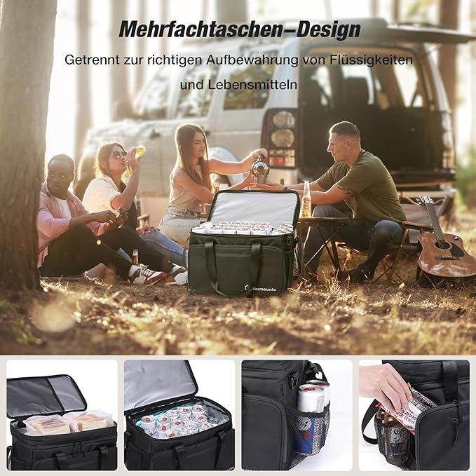 Insulated Cooler Bag 48/75 Cans, Soft Sided Portable Lunch Bag Coolers w/Zippered Top, Leak Proof PVC Interlayer, 5-Layer Insulation Large Ice Chest Bag for Travel, Camping, Beach, Picnic