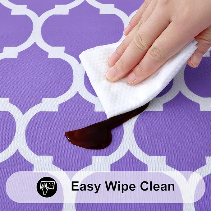 Smiry Rectangle Picnic Table Cover, Waterproof Elastic Fitted Camping Tablecloths for 4 Foot Tables, Wipeable Flannel Backed Vinyl Tablecloth Protector for Indoor, Outdoor (Lavender, 30x48 Inches)