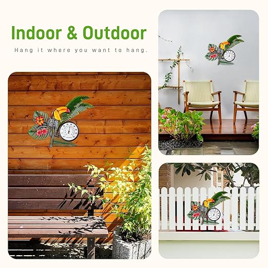 27" Outdoor Thermometer, Large Thermometer Outdoor Waterproof, Toucan Decorative Outdoor Thermometers for Patio, Home, Backyard, Living Room