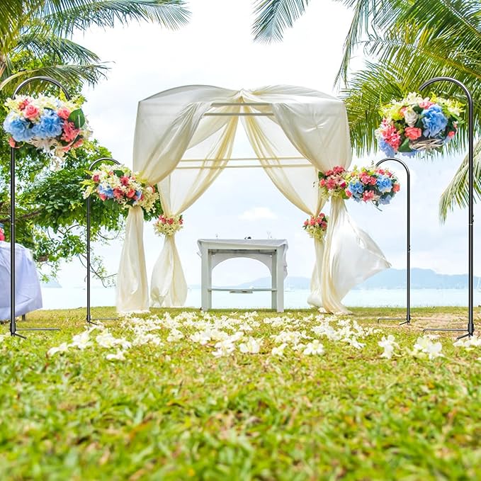 GOFORWILD Shepherd?™s Hooks 2 Pack Black, 65 inches Tall, Adjustable Garden Hook for Outdoor, Hanging Plant, Solar Lights, Lanterns, Bird Feeders, Garden Stake and Wedding Decor, 7015