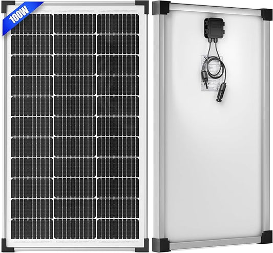 100W 12V Solar Panel, High Efficiency 9BB Cell Monocrystalline Solar Panels IP67 Waterproof, Suitable for RV, Marine, Rooftop, Home, Yacht, Off-Grid Applications (100W Single Panel)