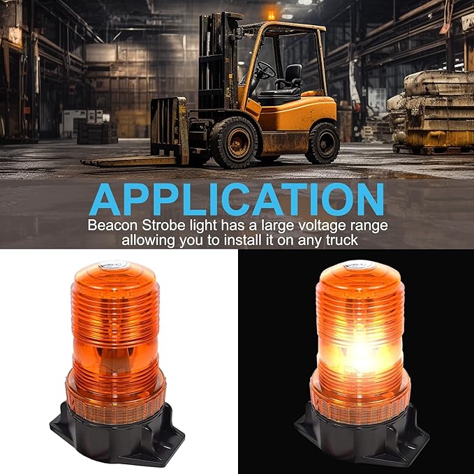 HQRP 360 Degrees 12-100V 30-LED Strobe Light Amber Mini Beacon for Safety Work & Maximum Visibility Truck, Heavy Vehicle, Forklift, Tractor, Golf Cart, Postal Car, Snow Plow etc.