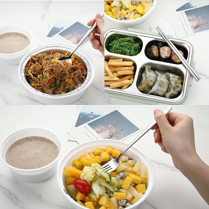 DEVICO Travel Utensils with Case, 18/8 Stainless Steel Reusable Silverware Set for Lunch Box, Portable Cutlery Set, Fork and Spoon Set for Camping, Lunch, Picnic, Workplace, School (Pink)