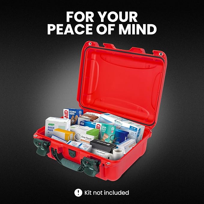 NANUK 920 Waterproof First Aid Box Empty – Durable, Medical First Aid Organizer Case, IP67-Rated, Dustproof, Impact-Resistant, and Floats (7.4" x 4.9" x 3.1") – Red