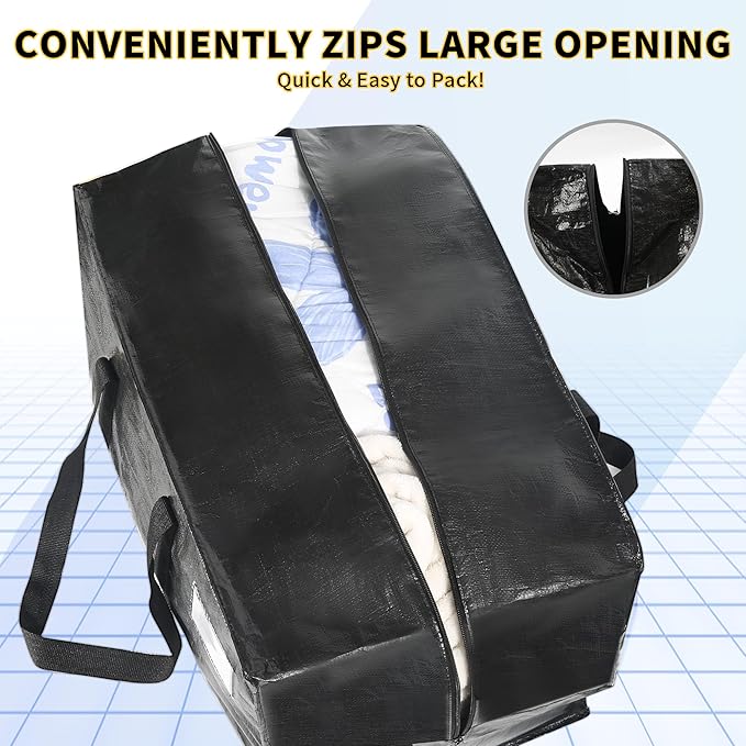 Heavy Duty Extra Large Moving Bags,69 Gallon Jumbo Packing Bags,Huge Moving Storage Bags with Strong Zippers & Carrying Handles,Reusable Big Moving Storage Bags for College Dorm Travel 2Pack