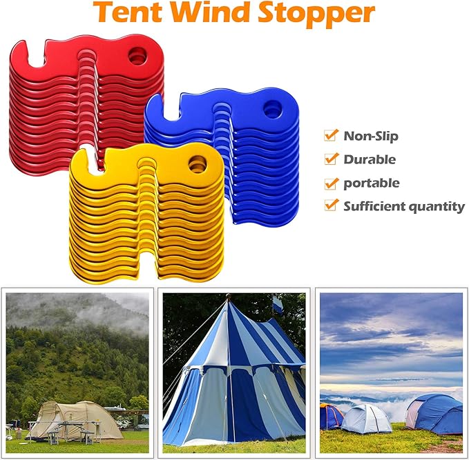 Sumind 30 Pieces Tensioner Aluminum Alloy Camping Tent Rope Adjuster Guyline Aluminum Cord Adjusters Tensioners Wind Rope Buckles for Camping Hiking Backpacking Outdoor Activity