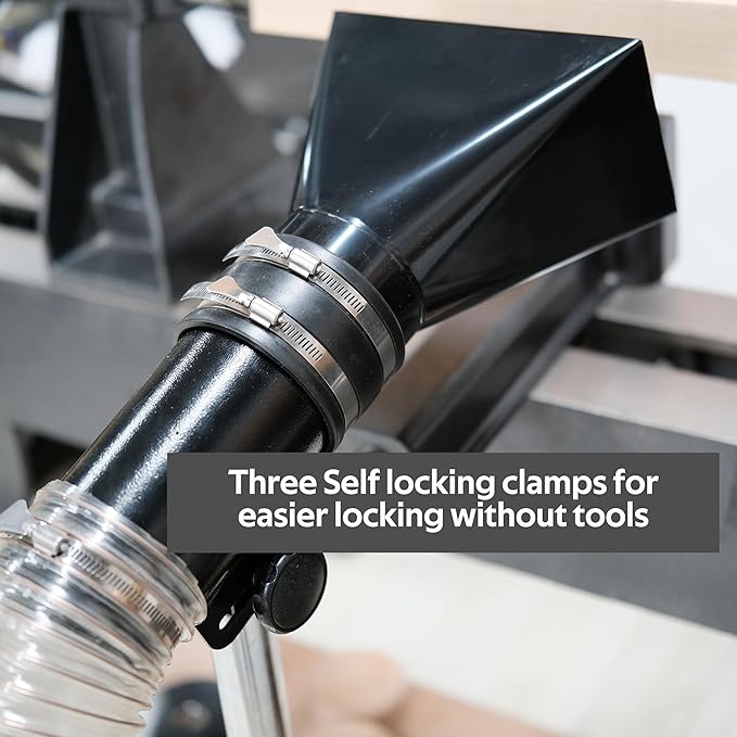 Deluxe Variable Height Dust Extraction Hood with Flexible Rubber Cuff for Interchangable Dust Hood.