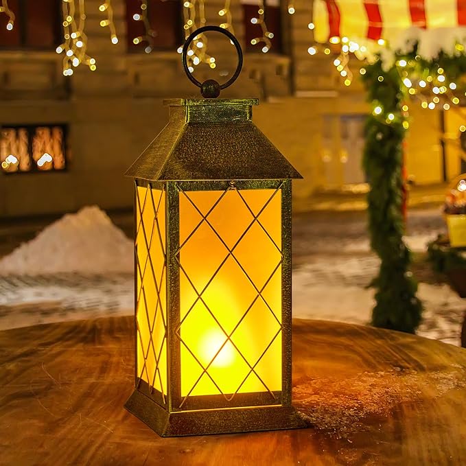 18" Solar Lantern with Flickering Flame Light, Large Outdoor Waterproof Solar Lanterns Hanging Metal Decorative Lantern for Patio Front Porch Garden Yard Outside Tabletop Mothers Day Gifts Grandma
