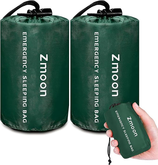 Zmoon Emergency Sleeping Bag Survival Bag, Portable Waterproof Thermal Bivy Sacks,Bivvy Bags,Camping Mylar Sleeping Bag Survival Gear Emergency Blankets Survival Shelter