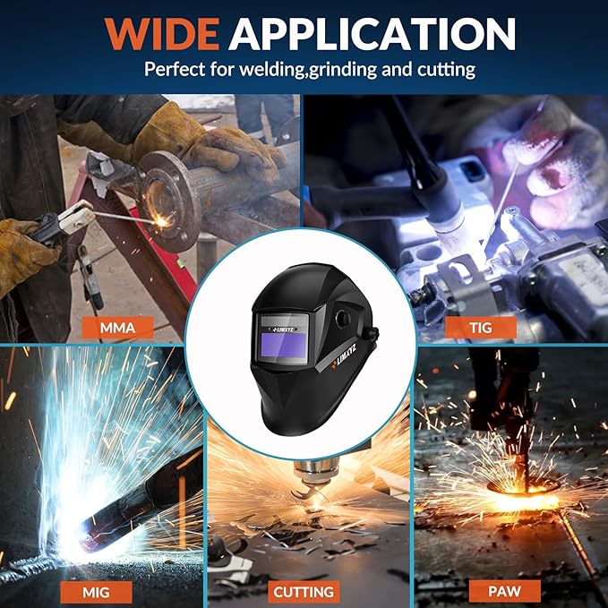 Welding Helmet Auto Darkening,Welding Hood Solar Powered 3.66 * 1.69",Mask With 2 Arc Sensors,Wide Shade 4/9-13 Suitable for TIG, MIG, MAG With Welding gloves （M-001）