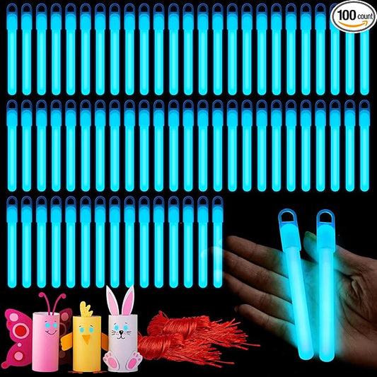 Lewtemi 4" or 6" 100 Pack Bright Glow Sticks Bulk, Glow in The Dark Party Supplies Birthday and Holidays Party Favors