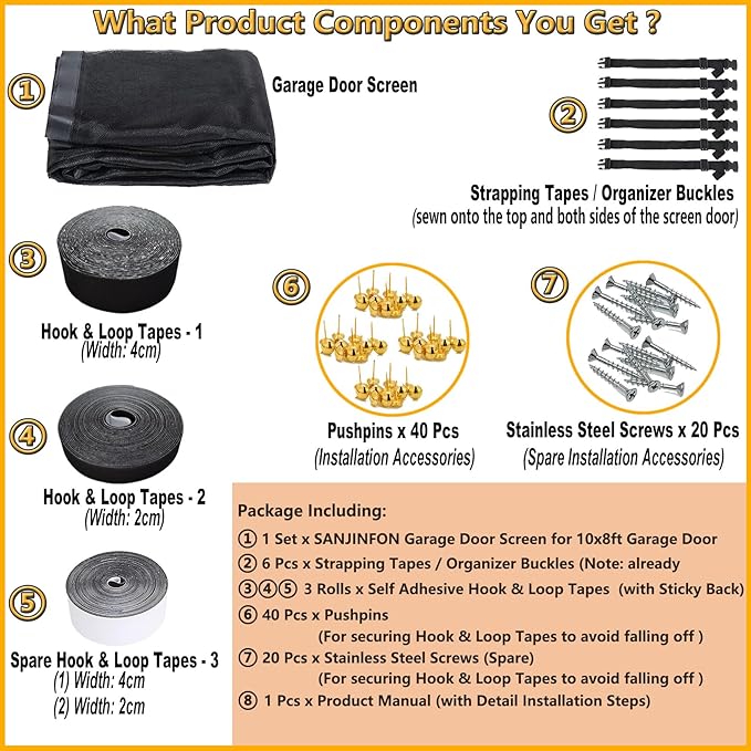 Magnetic Garage Door Screen 18x7 FT - Retractable Mesh Net Screen Door with Fiberglass Mesh for 2 or 3 Car Garage 18x7ft, Blocks Bugs & Provides Privacy - Perfect for Workshop, Gym, or Patio