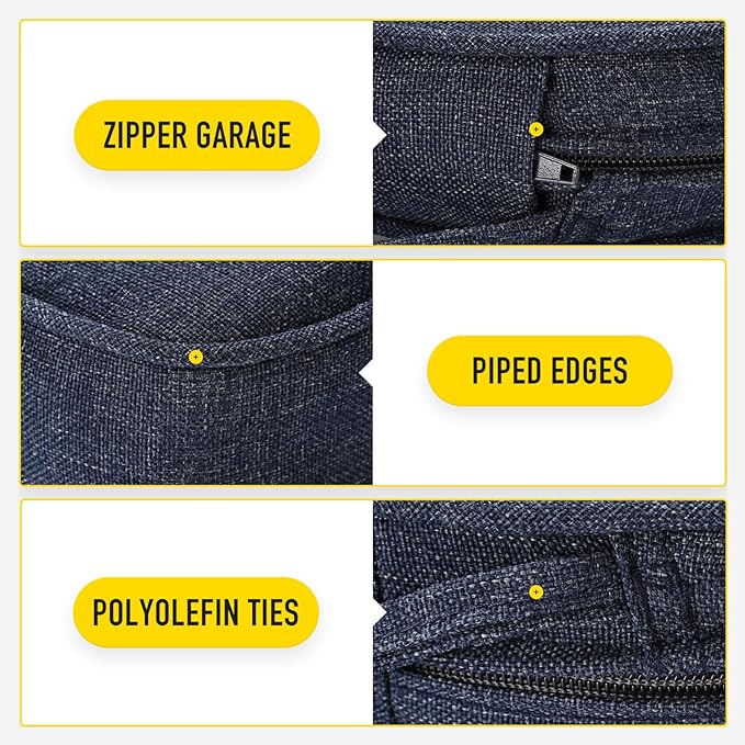 SUNROX Gel Memory Foam Chair Cushions, FadeShield Water-, Stain-Resistant Durable Reversible Seat Cushion Pads with Ties for Indoor/Outdoor Kitchen Dining Office, 19"x19", Set of 2, Heather Indigo