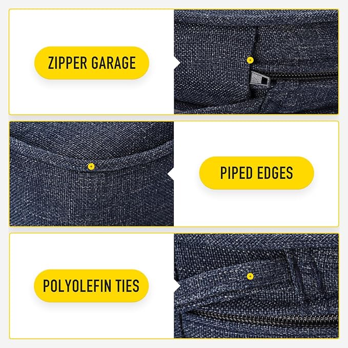 SUNROX Gel Memory Foam Chair Cushions, FadeShield Water-, Stain-Resistant Durable Reversible Seat Cushion Pads with Ties for Indoor/Outdoor Kitchen Dining Office 17"x16" Set of 2, Heather Indigo