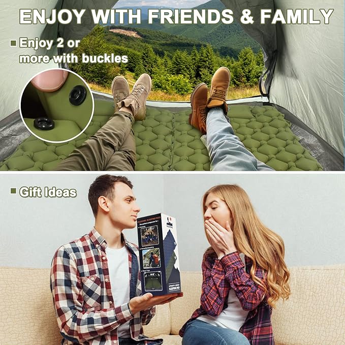 800g Ultralight Inflatable Sleeping Pad for Camping, with Foot Pump and Pillow, Compact Camping Mattress for Outdoors, Backpacking, Hiking