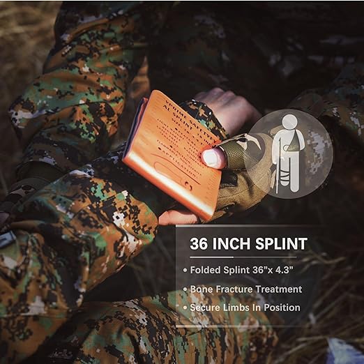 First Aid Splint 36" X 4.3" Orange -Waterproof First Aid Medical Tactical Field Splint For Bone Fracture Treatment (4, Splint Bundle)
