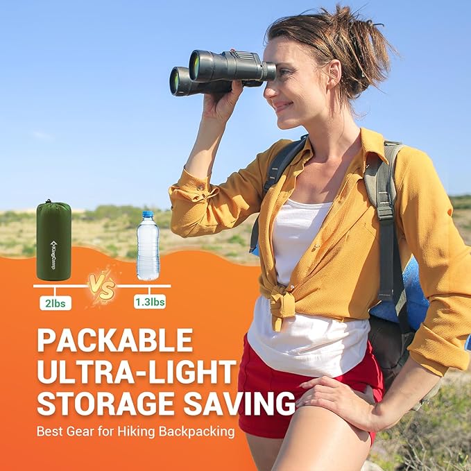 KingCamp Sleeping Pad for Camping, Ultralight Connectable Inflatable Sleeping Pad Camping Mattress with 6.3" Built-in Pillow & Foot Pump for Backpacking Hiking Tent Cot