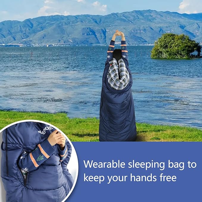 Flannel Sleeping Bag Cotton 0 Degree Cold Weather for Adults XXL Wearable Sleeping Bag 4 Seasons Waterproof with Compression Sack
