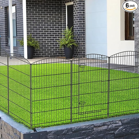 INJOPEXI Decorative Garden Fence 6 Panels 13ft (L)×36in (H) Animal Barrier Fences with 5 Panels + 1 Gate, No Dig Garden Fencing Rustproof Metal Wire Temporary Rabbit Dog Fence for Patio Outdoor Yard