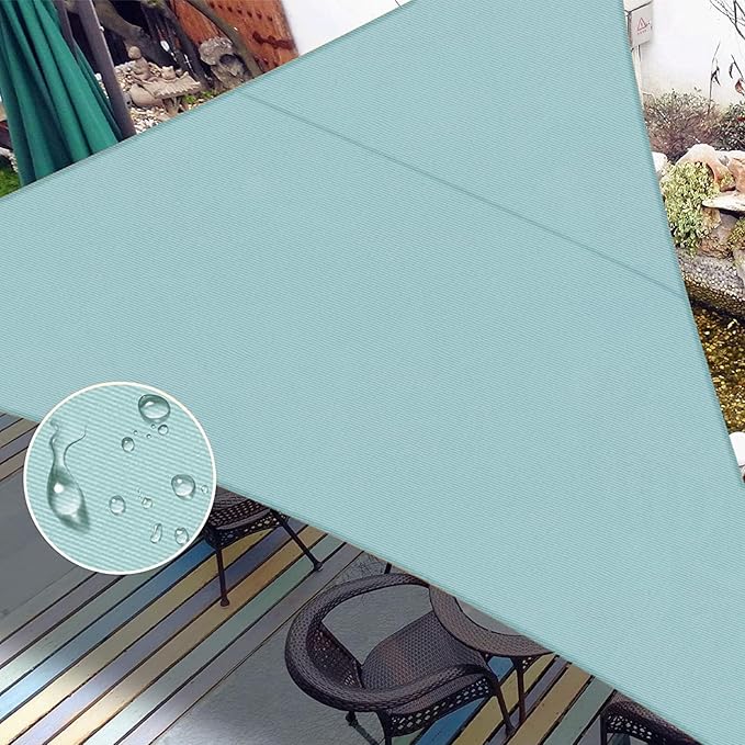 LOVE STORY Waterproof 16'x16'x16' Triangle Sky Blue Sun Shade Sail Cannoy UV Resistant for Outdoor Patio Garden Backyard (We Make Custom Size)